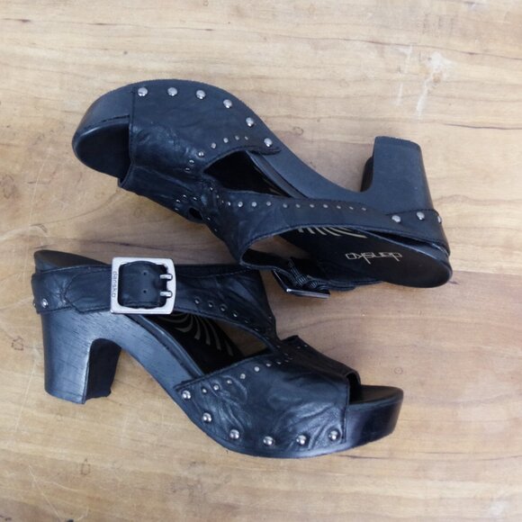 Dansko Ripley Studded Black Leather Mule Clogs EU 37 - Picture 5 of 8